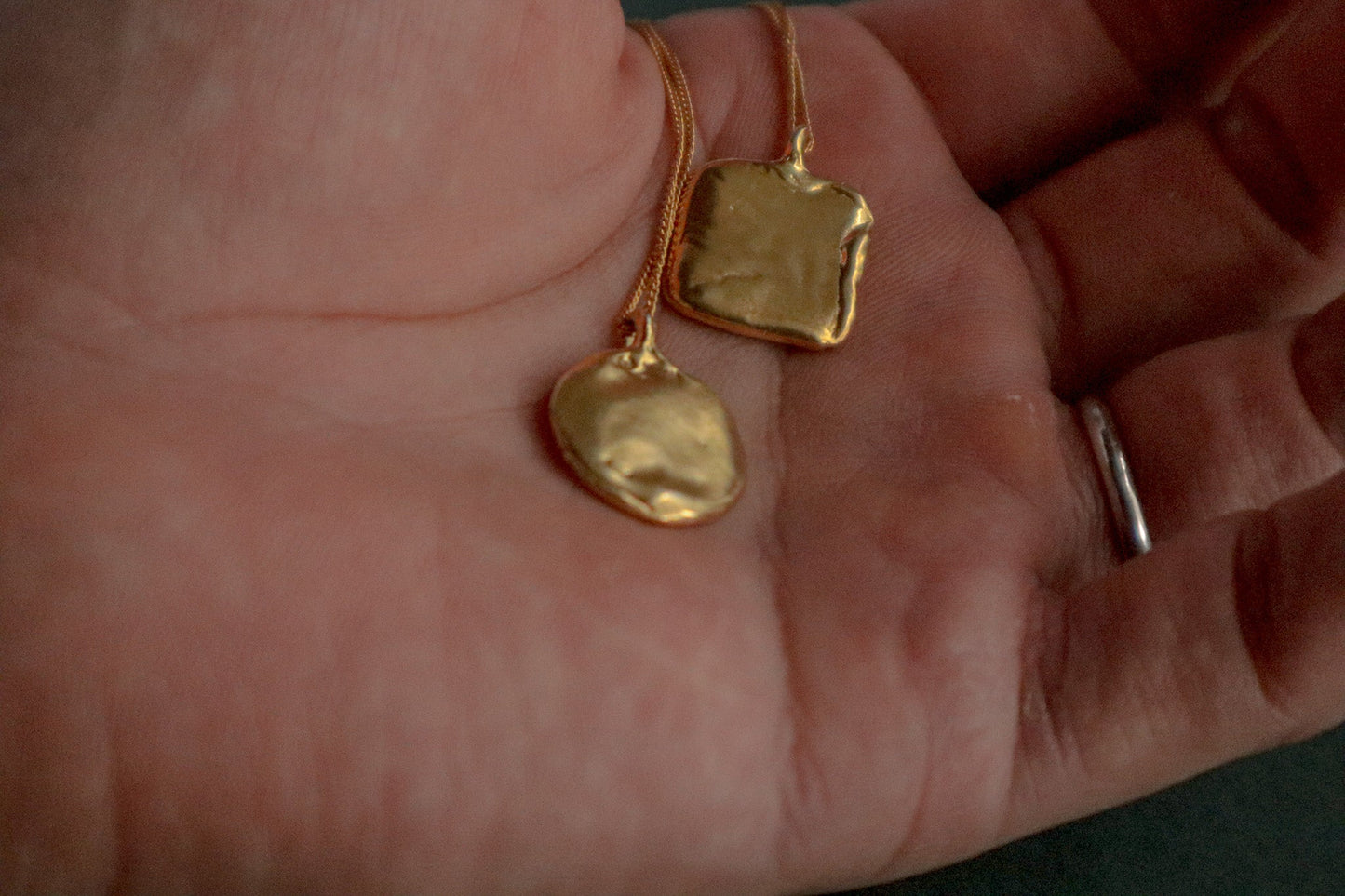 Natural square pendant / gold vermeil