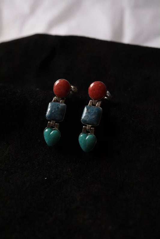 Triple Gemstones earrings
