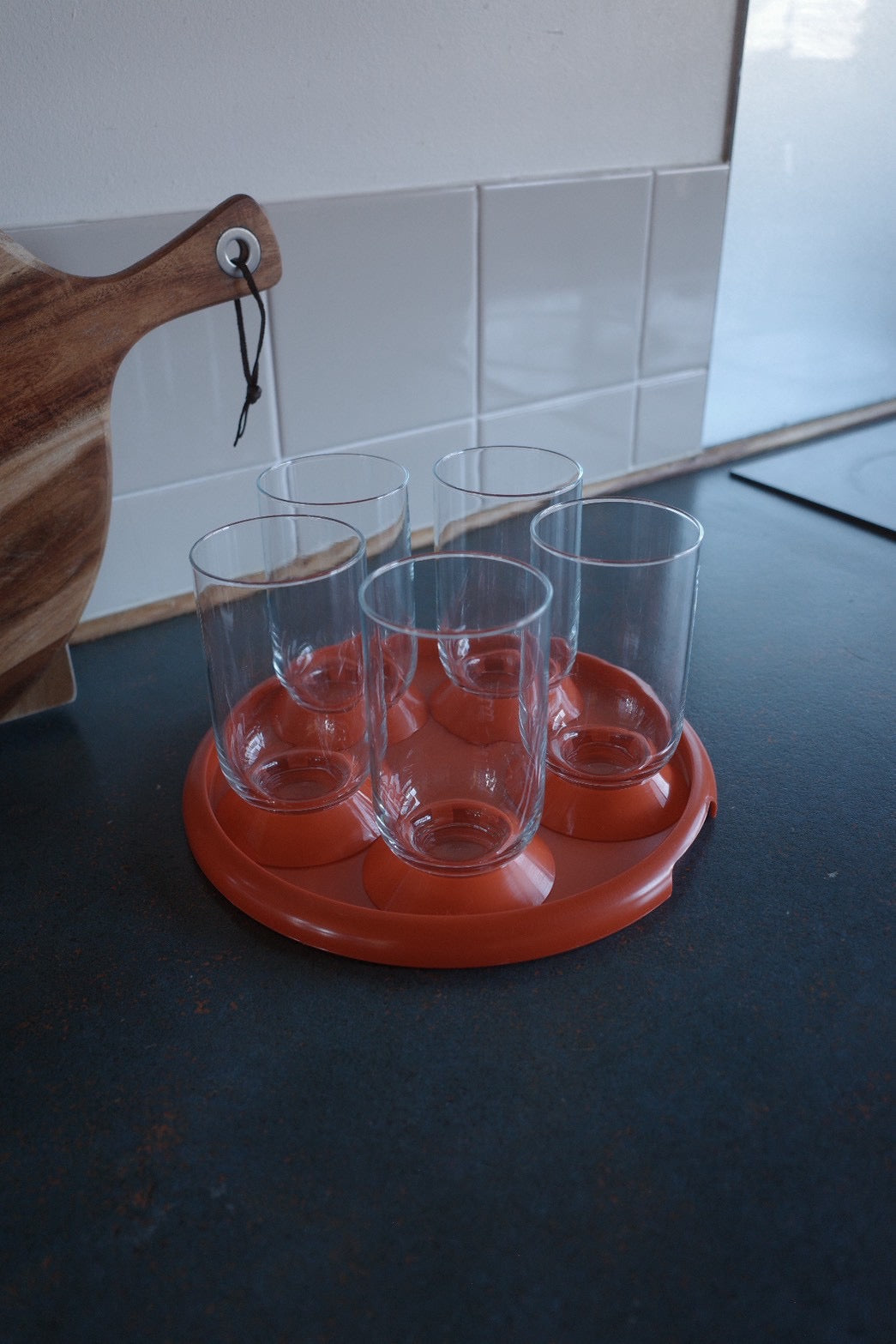 Bodum Vintage Glass Set with Red Tray