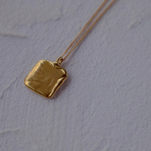 Natural square pendant / gold vermeil