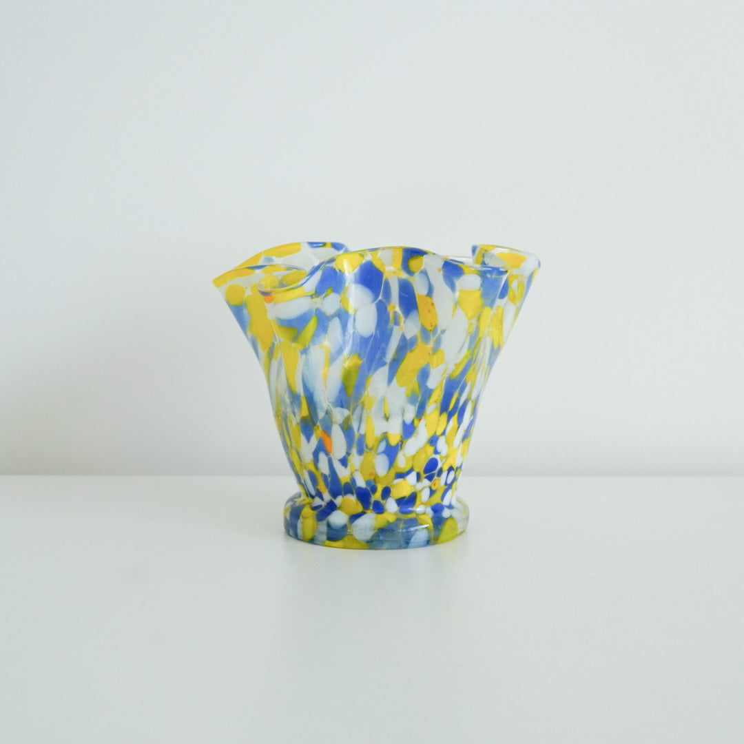 Art Glass Vase - Yellow+Blue