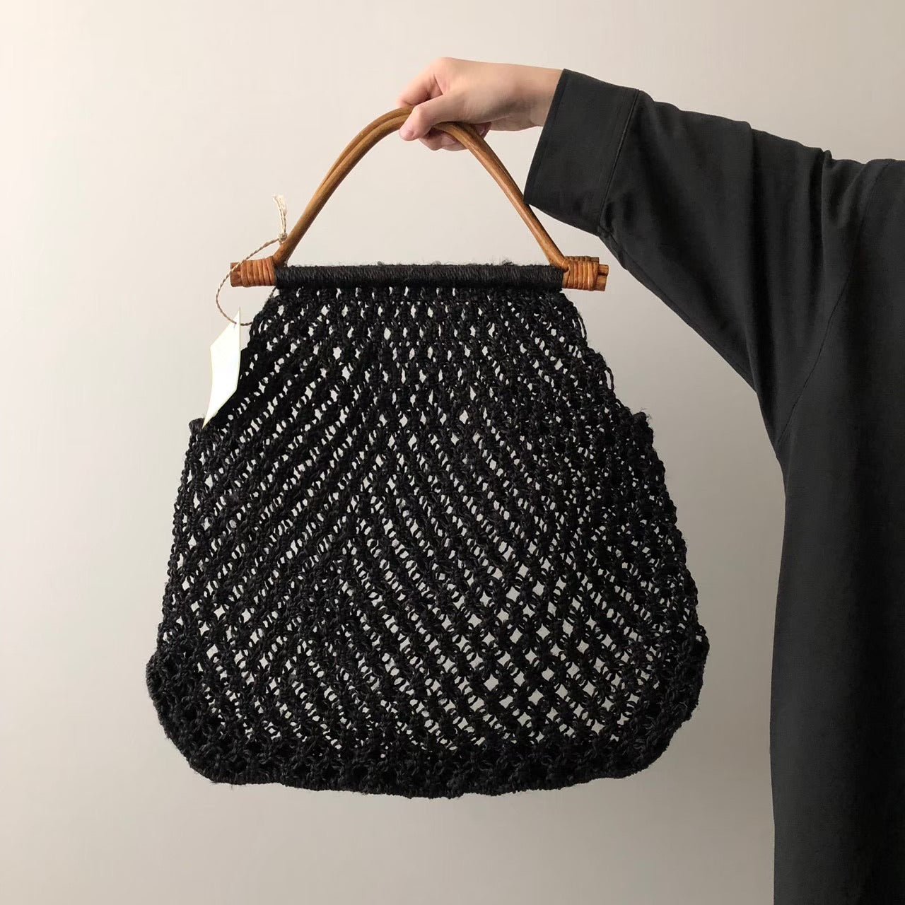 Maison Bengal / Cane handle bag / Black & Natural