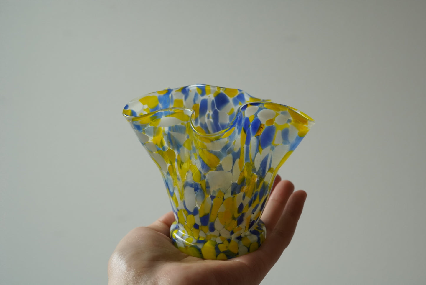 Art Glass Vase - Yellow+Blue
